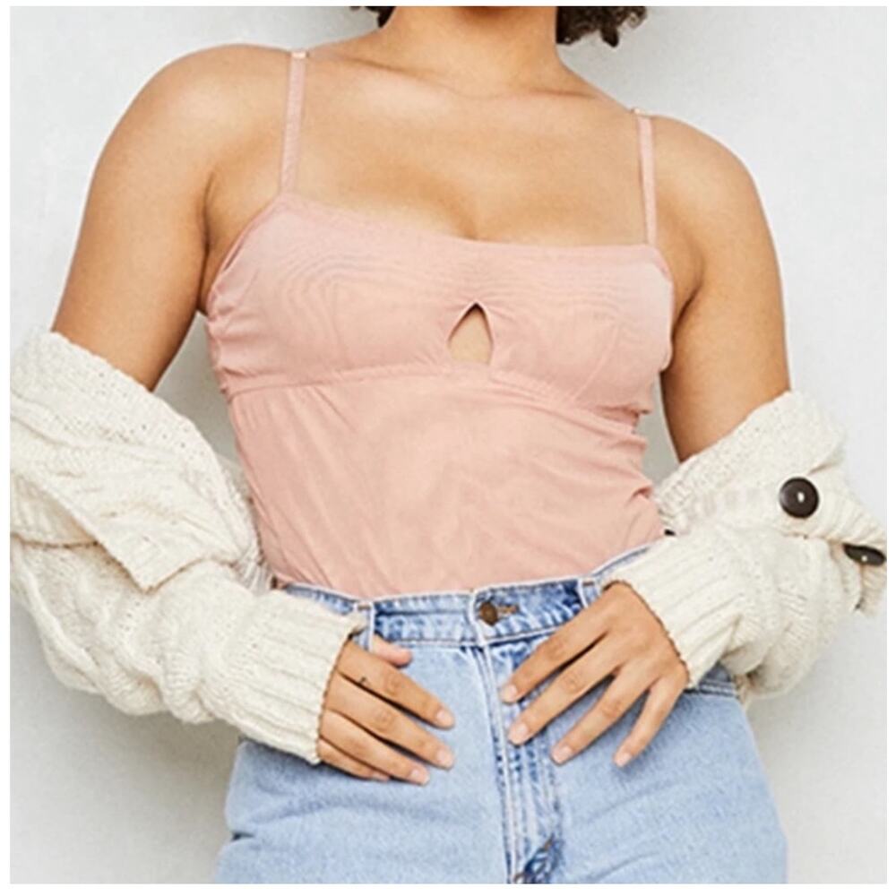 We Are HAH Under the Wire Mesh Bodysuit S Copper Rose Coquette Sexy